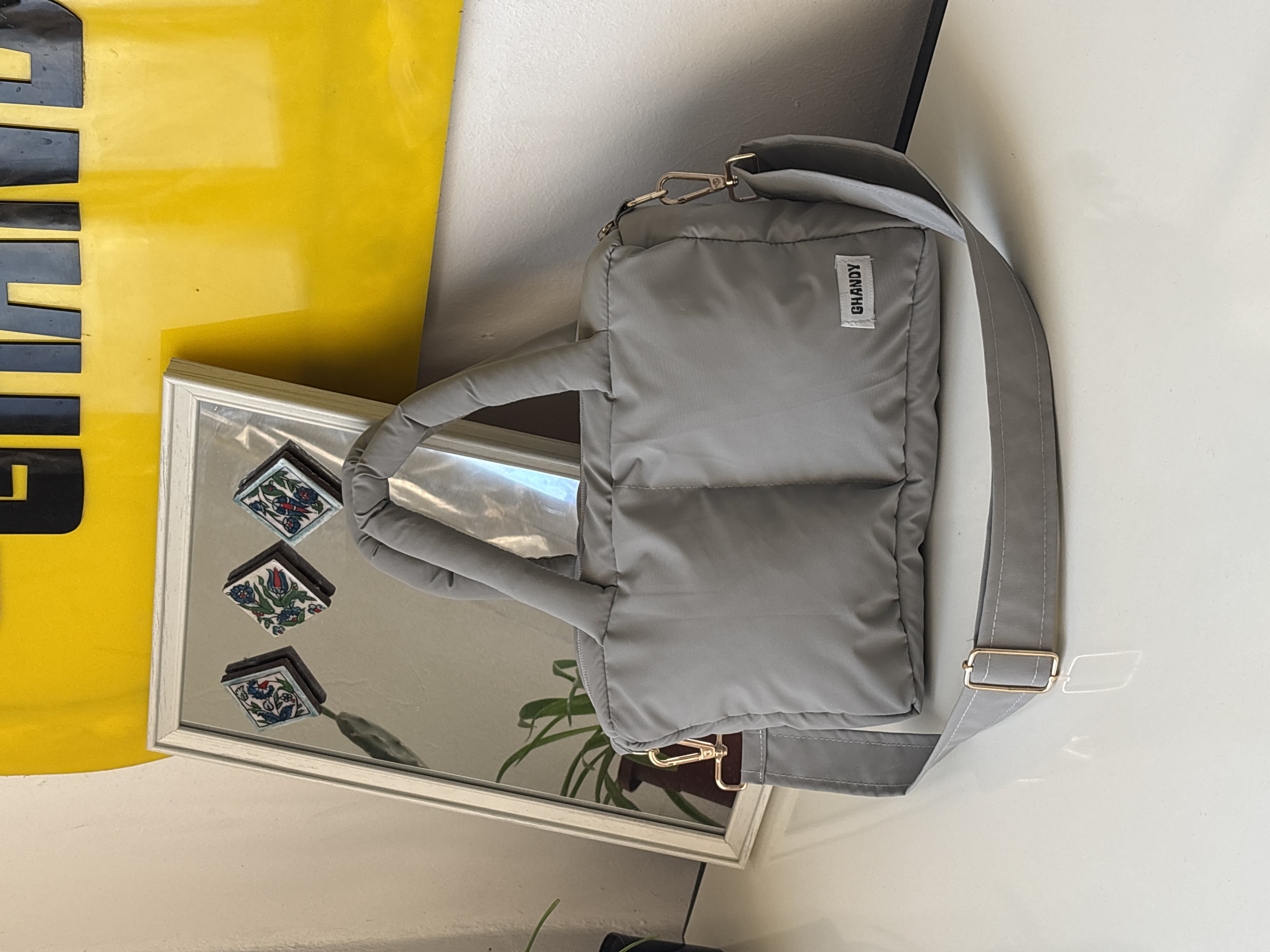 حقيبة مربعات - فضي